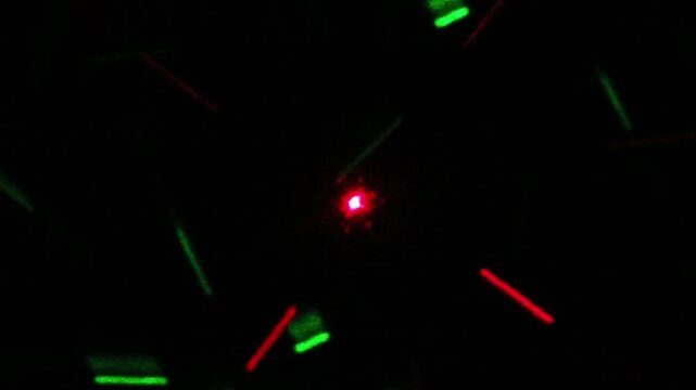 green and red laser light, video