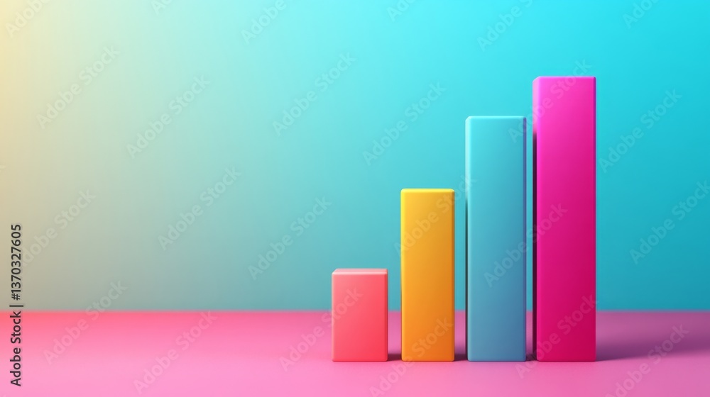 Poster d bar chart in bold colors with uniform height bars, clean layout, soft drop shadow, ideal for compa