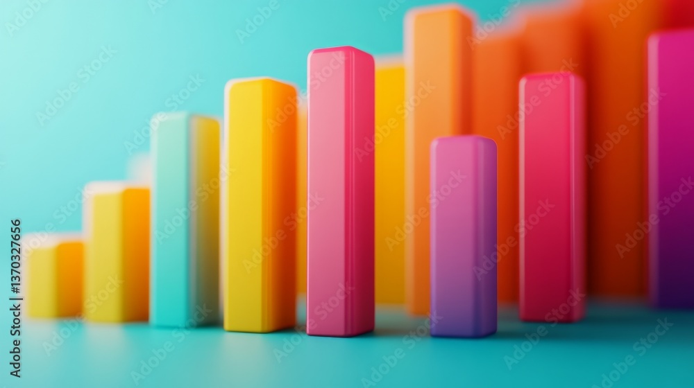 Aufkleber d bar chart in bold colors with uniform height bars, clean layout, soft drop shadow, ideal for compa