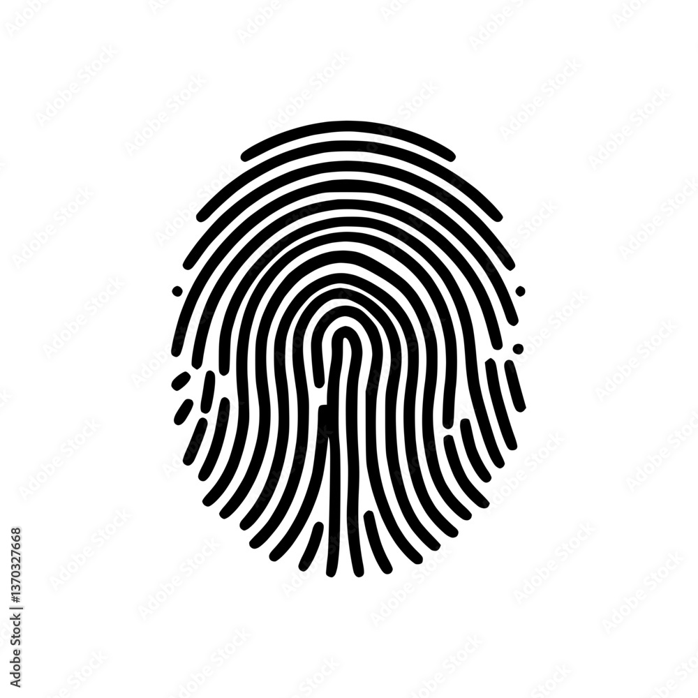 Poster monochrome fingerprint icon in minimalistic design in black color