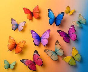butterflies on a white background