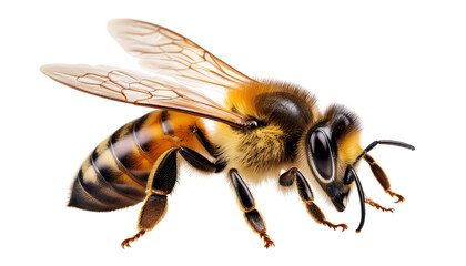 Bee Isolated On PNG Transparent and White Background 