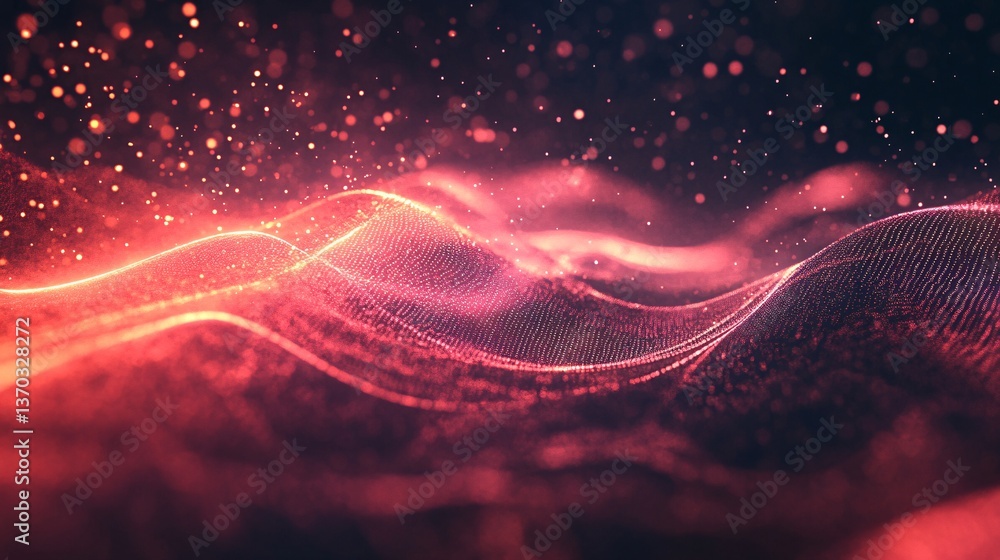 Poster abstract representation of energy flow with luminous waveforms and neon light effects
