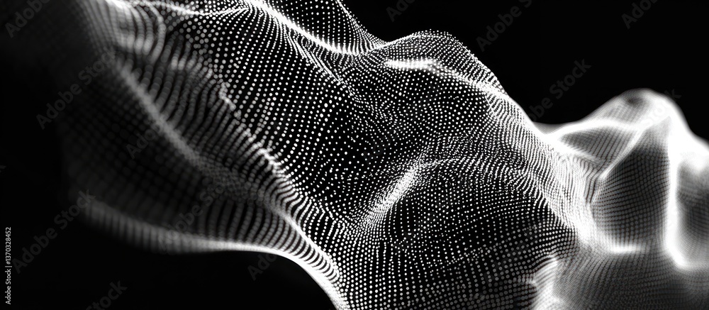 Poster abstract digital wave: monochromatic particle flow