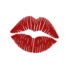 Red lipstick kiss mark symbolizing love and affection  