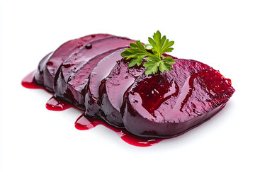 Fototapeta premium a piece of meat with a sprig of parsley on top