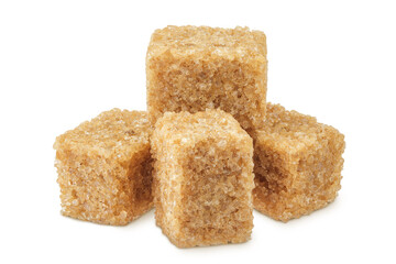 brown sugar cubes isolated on white background