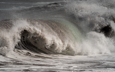 Obraz premium Strong sea with waves in Salinetas beach. Telde. Gran Canaria. Canary islands . Spain