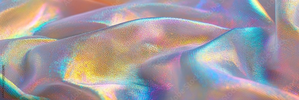 Poster iridescent holographic mesh with delicate color shifts and depth