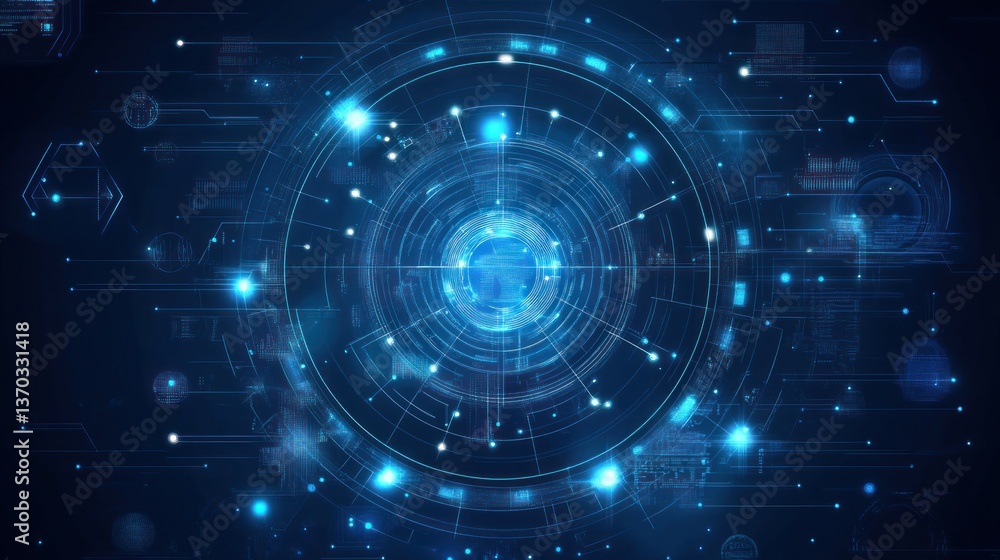 Aufkleber abstract digital technology background: futuristic circular network design