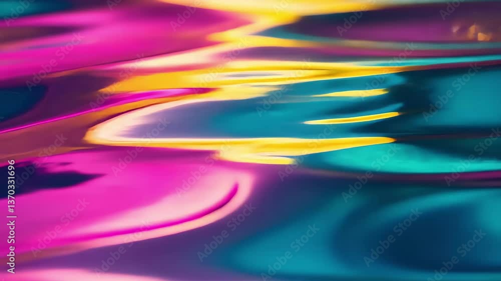 Poster the tranquil pool showcases a mesmerizing display of colors as sunlight interacts with its surface, 
