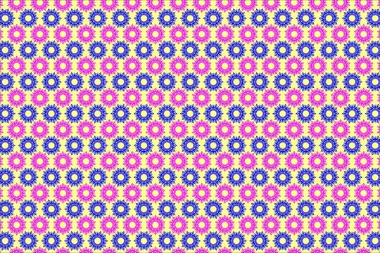 Fototapeta Geometrical Seamless Circle Pattern Background Design In Blue And Pink Colour With Yellow Background.