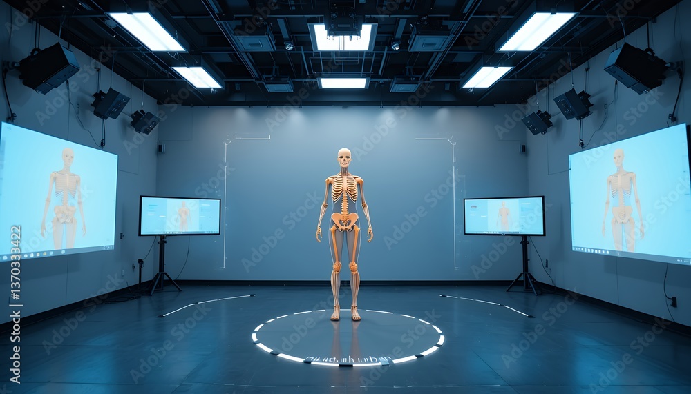 Poster digital humanoid robot anatomy model in a futuristic laboratory setting