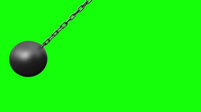 3D looped animation of a swinging wrecking ball