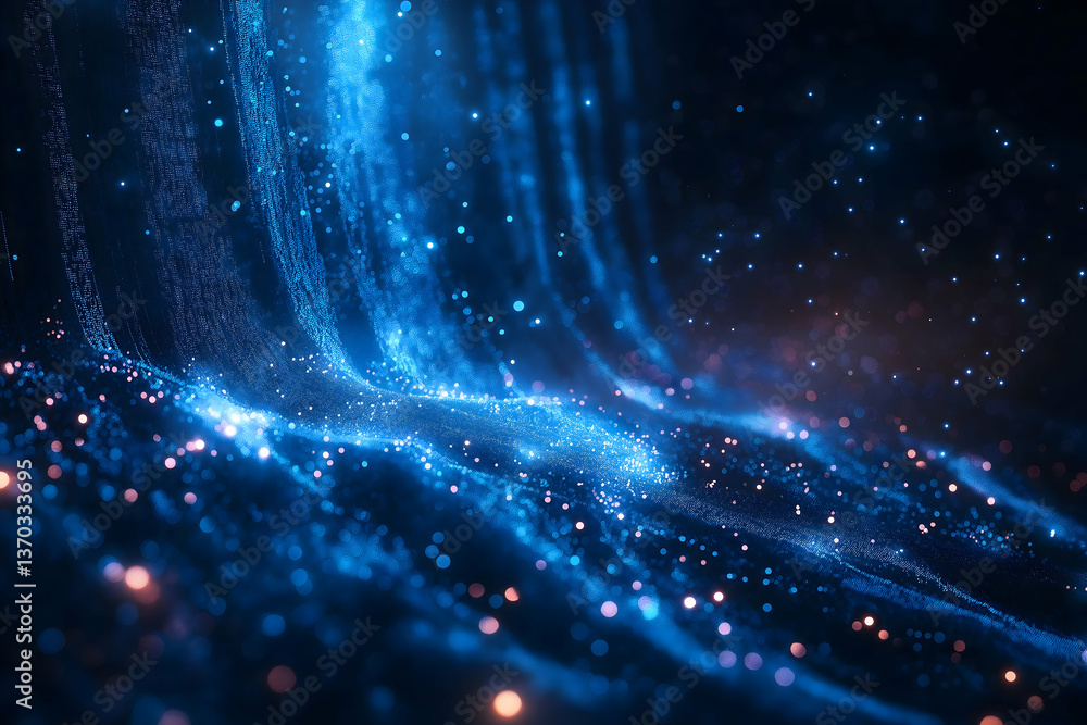 Aufkleber a mesmerizing display of blue light and shimmering particles, creating an ethereal, abstract backgro