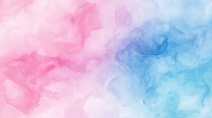 Abstract Watercolor Painting: Pink and Blue Hues