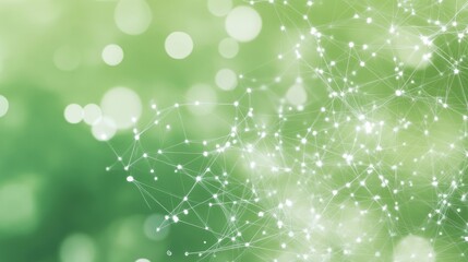 Abstract Green Background with Bright Lights and Sparkling Connections for Technology and Innovation Themes