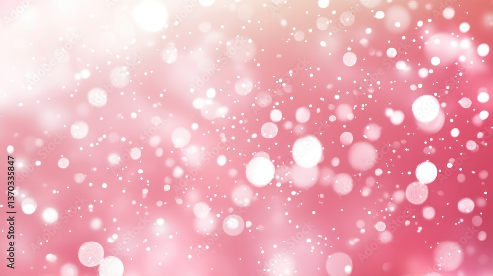 Poster soft blurred background with floating white bokeh lights on a pink gradient for elegant and cheerful