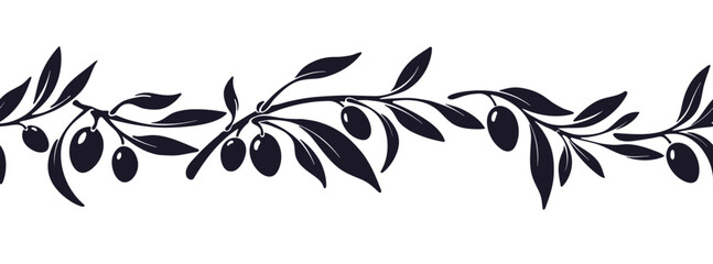 Olive branch seamless pattern. Vector greek border © Yauheniya_Bandaruk