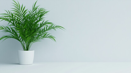 Obraz premium minimalistic desk setup featuring potted plant against light background creates serene atmosphere