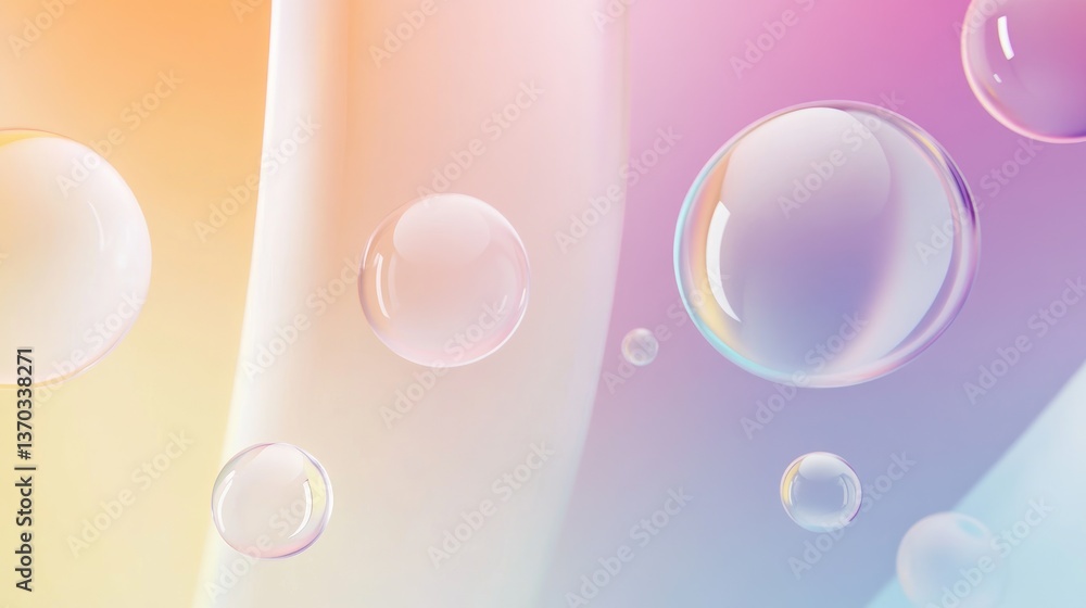 Poster soft colorful background with floating bubbles for creative and whimsical designs