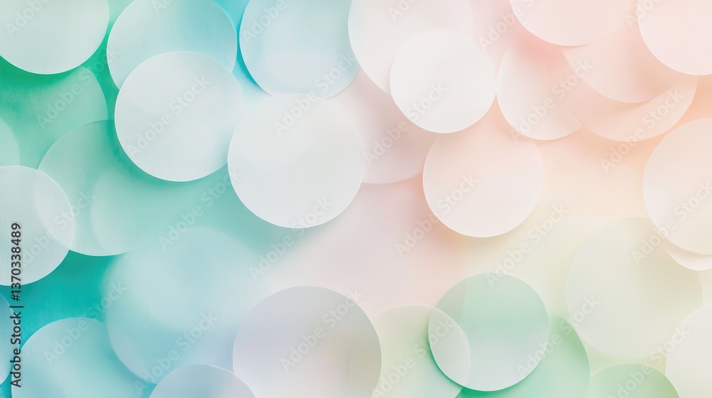 Poster soft focus blurry bokeh background with round shapes and gentle pastel colors for creative design pr
