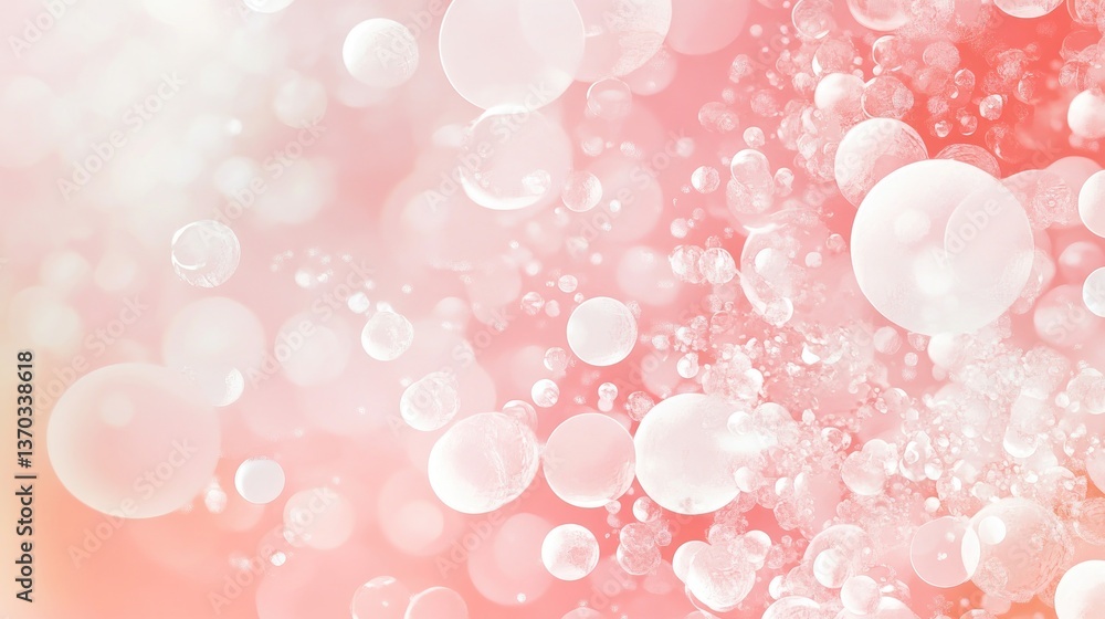 Poster soft and dreamy water droplets on a blurred pink background creating an ethereal and serene atmosphe