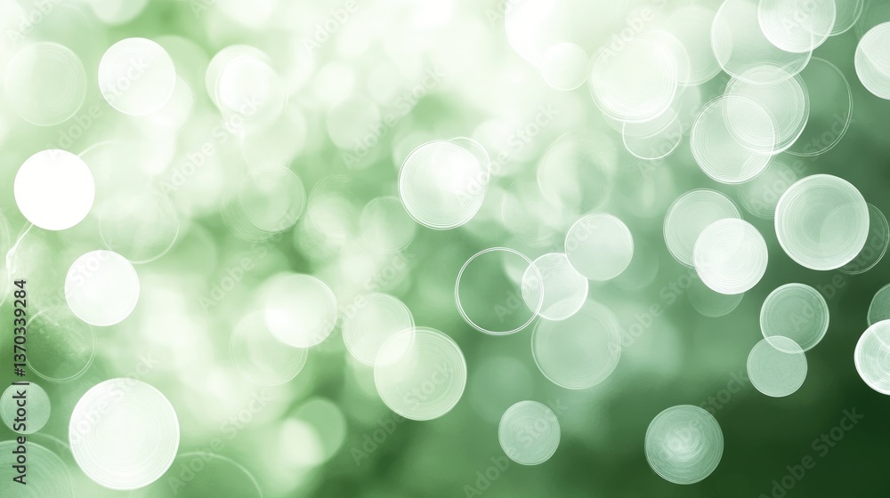 Poster soft green bokeh background with blurry circular lights and a dreamy atmosphere for creative project