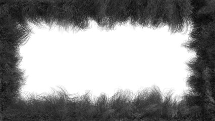 黒いファーの3DCGフレーム背景 フォトリアルなもふもふの毛皮の長方形壁紙 © ryunosuke