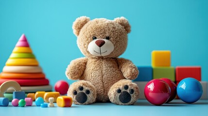Adorable Teddy Bear with Colorful Toys