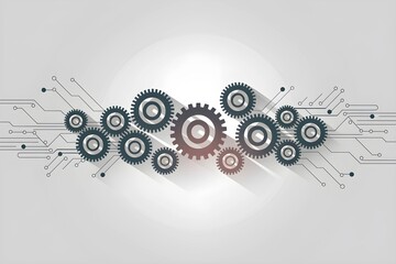 Abstract gears and circuit board design for technology background