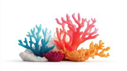 Vibrant and Colorful Coral Reefs Displayed as Artistic Decor for Underwater or Marine Themes in Photography and Design Projects