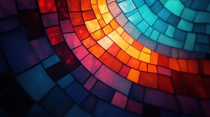 Fototapeta premium Vibrant Mosaic Pattern with Colorful Tiles in a Stunning Abstract Design with Warm and Cool Shades for Artistic Backgrounds and Creative Projects