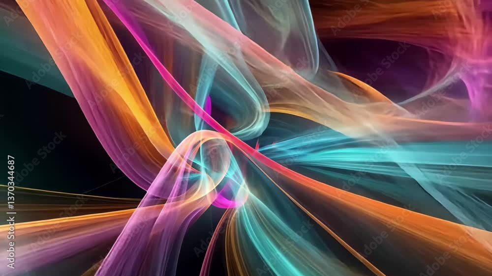 Poster bright streaks of light interweave in dynamic patterns, creating an energetic atmosphere filled with