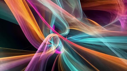 Bright streaks of light interweave in dynamic patterns, creating an energetic atmosphere filled with vivid colors and swirling motions that captivate the viewer.