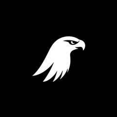 Obraz premium Minimalist logo design featuring an eagle silhouette in negative space on a black background for modern branding identity