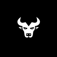 Minimalist negative space logo featuring a bull's head design in black and white for a modern branding identity