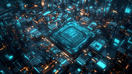futuristic AI powered microchip