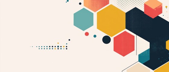 Colorful Geometric Shapes on Soft Cream Background for Design Use