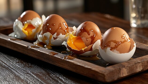 Cracked and Leaking Eggs Illustrating the State of Spoiled Food