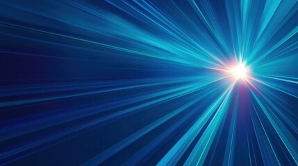Vibrant Blue Rays of Light Radiating from a Central Point in a Dark Background for Abstract and Futuristic Design Projects