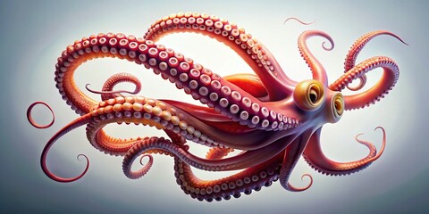 Obraz premium Aerial Drone Shot: Octopus Tentacles Dancing on White Background