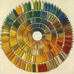 Vibrant Color Spectrum Dress Circle Abstract Art Design Fashion Textile Rainbow Hues Pattern image style tones colors modern visual trendy
