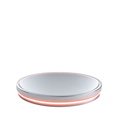 Metallic Red-Lit Disc PNG, Circular Reflective Object PNG, Modern Futuristic Minimalist Design PNG