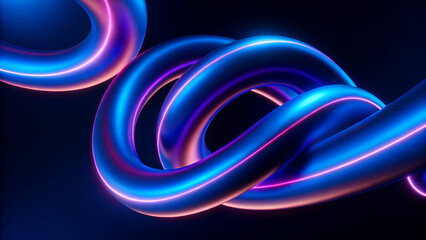 Abstract Neon Flowing Lines Design