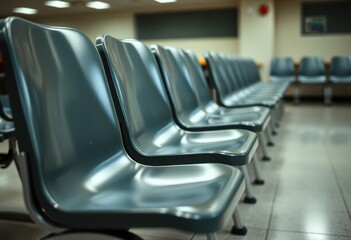 Fototapeta premium Waiting room chairs in a hospital setting indoor environment close-up view engaging design concepts