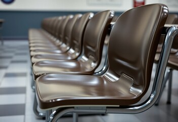 Waiting area with empty chairs public space photography indoor perspective calm atmosphere
