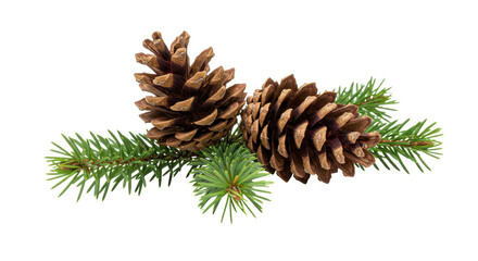 Isolated Pine Cones on Branch