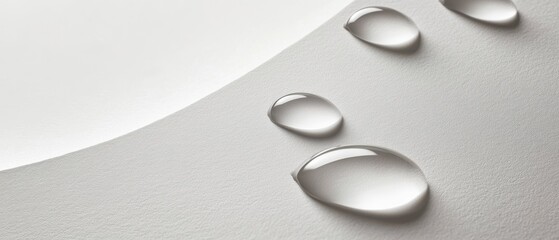 Close-Up of Water Drops on Smooth White Surface with Soft Lighting