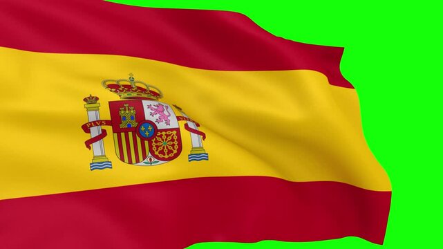 Waving Spanish flag on green screen